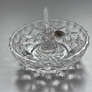 Gorham Full Lead Crystal Faceted Clear Ring Holder Dish Jewelry Organizer Holder